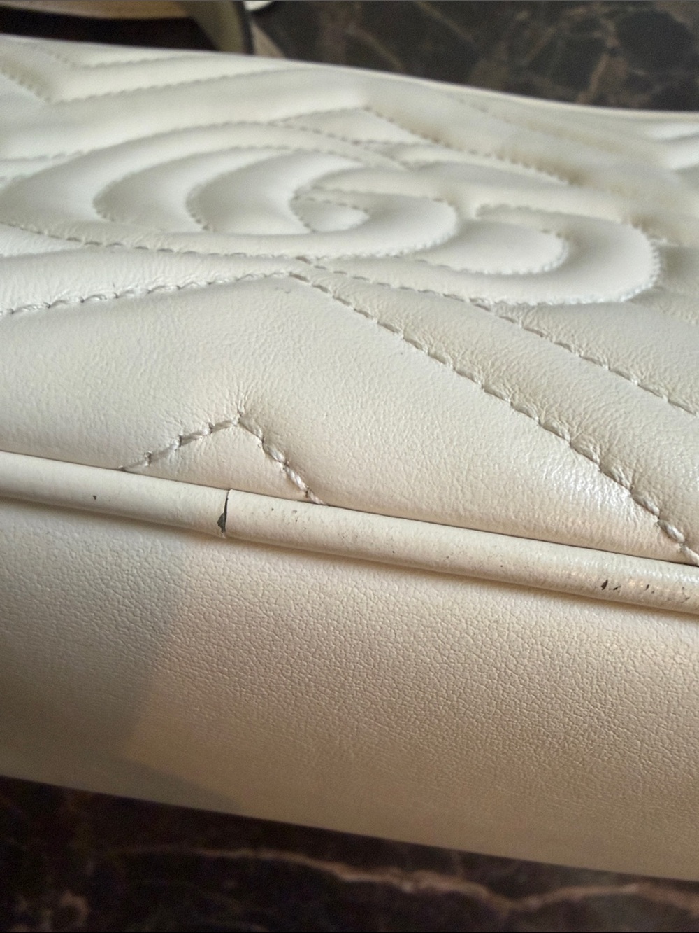 Gucci White Quilted Leather GG Marmont Crossbody with Gold Hardware - Picture 7 of 7